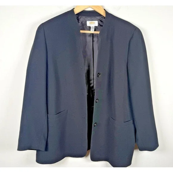 Vintage Talbots Jacket Blazer Black Button Up Pockets Lined Womens Sz 12 Petite - Picture 1 of 8